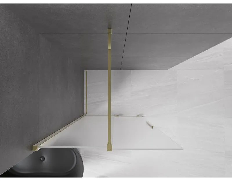 Mexen Velar, sprchová zástena s posuvnými dverami Walk-in 80 x 200 cm, 8mm sklo námraza, zlatá lesklá, 871-080-000-33-50