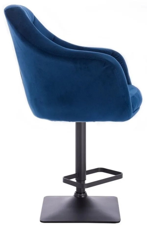 LuxuryForm DESIGN Barová stolička ANDORA VELUR na čierne podstave - modrá