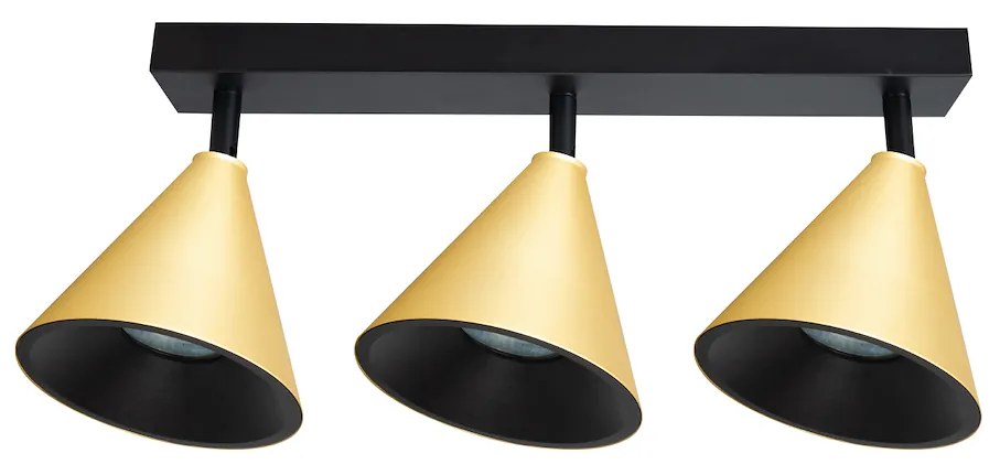 Bodové svietidlo Cone, 3x zlaté/čierne kovové tienidlo, b