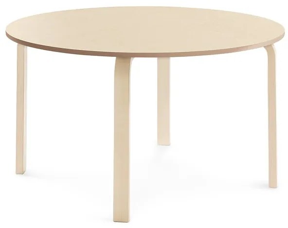 Stôl ELTON, Ø 1200x640 mm, linoleum - béžová, breza