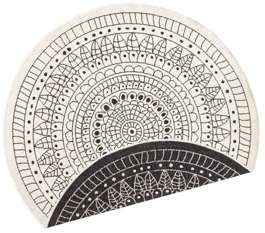 Čierno-krémový vonkajší koberec NORTHRUGS Porto, ⌀ 140 cm