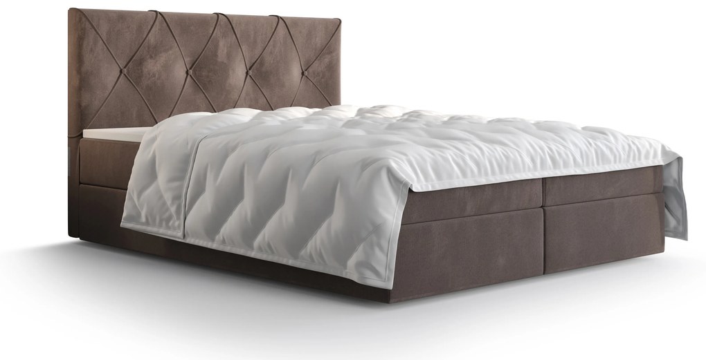 Manželská posteľ Boxspring 140 cm Athena Comfort (hnedá) (s matracom a úložným priestorom). Vlastná spoľahlivá doprava až k Vám domov. 1055753