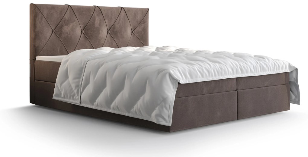 Manželská posteľ  Boxspring 140 cm Athena (hnedá) (s matracom a úložným priestorom). Akcia -20%. Vlastná spoľahlivá doprava až k Vám domov. 1046360