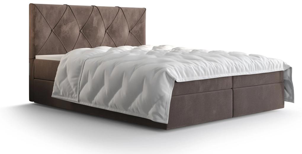 Manželská posteľ Boxspring 160 cm Athena Comfort (hnedá) (s matracom a úložným priestorom). Vlastná spoľahlivá doprava až k Vám domov. 1055761