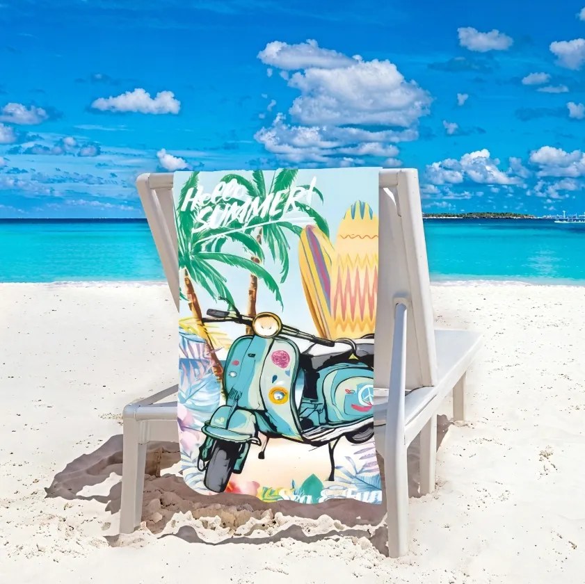 Rýchloschnúca plážová osuška SEA AND FUN 100x180 cm farebná, 100% mikrovlákno