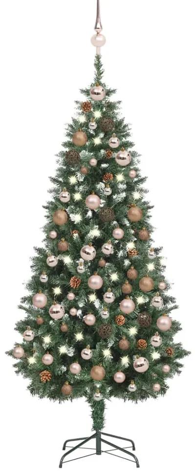 Umelý vianočný stromček s LED, súpravou gulí a šiškami 180 cm 3077848