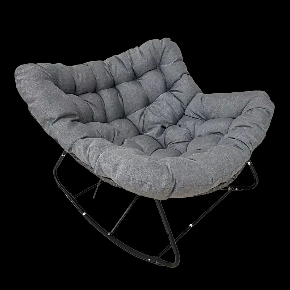 CH Hojdacia stolička SVINGA 112 x 104 x 69 cm tmavošedý ratan, tmavošedé vankúše