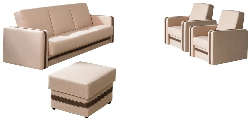 Sedacia súprava 3+1+1 s taburetom Vivus Kvadro, Dostupné poťahy: Lux 24 + Lux 12