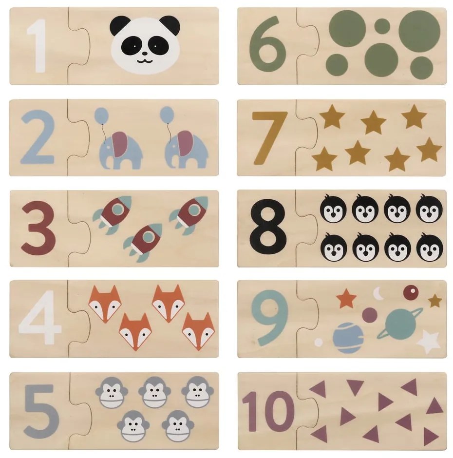 Drevené detské puzzle (počet dielikov 20) Numbers – Kindsgut