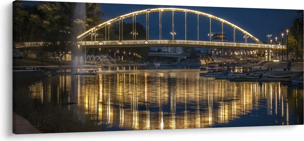 Obraz mosta s fontánou (120x50 cm)