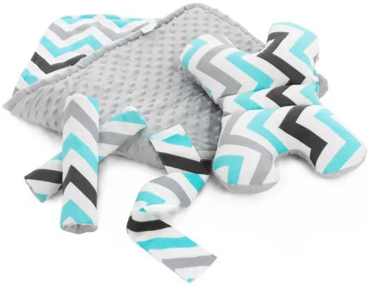 Obojstranná podložka do kočíka 4v1 BLUE/GREY ZIG ZAG