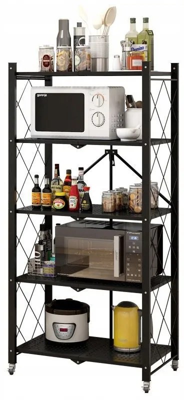 Kuchynský regál na kolieskach Ricos 3 (čierna). Akcia -18%. Vlastná spoľahlivá doprava až k Vám domov. 1133076