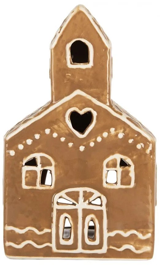 Hnedá chalúpka na čajovú sviečku Gingerbread Cott - 10*10*16 cm
