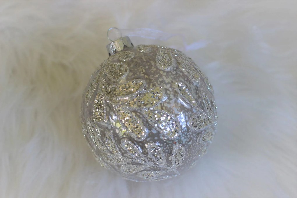 Biele sklenené luxusné vianočné gule 3ks 10cm