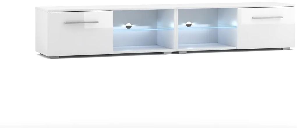 TV stolík MOON DOUBLE 200 cm s LED osvetlením biely