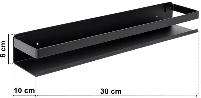 Nástenná polica MEGARA 30 cm čierna