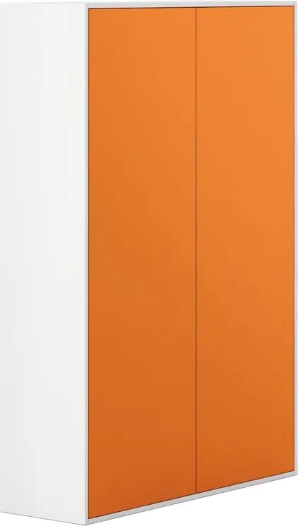 Skriňa vysoká s dverami White LAYERS, oranžové dvere