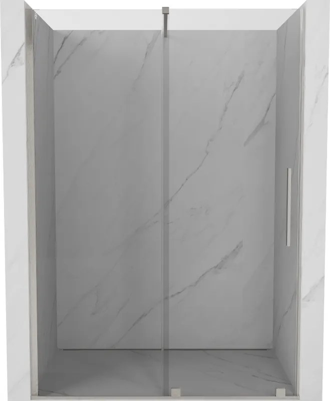 Mexen Velar, posuvné sprchové dvere do otvoru 150 cm, 8mm číre sklo, brúsená oceľ, 871-150-000-01-97