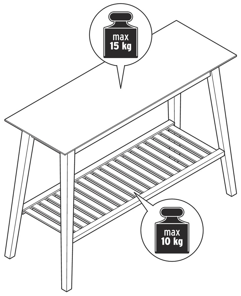 Konzolový stolík s 2 odkladacími plochami z jaseňového dreva