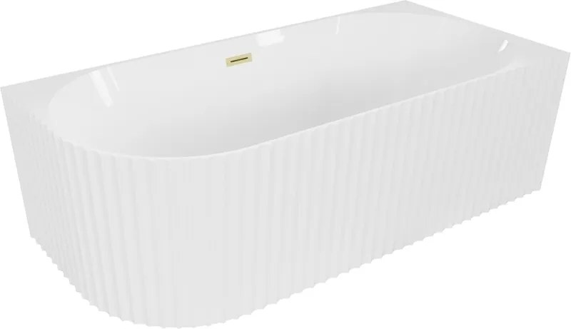 Mexen Gia pravá rohová vaňa 170x80 cm biela so zlatým prepadom