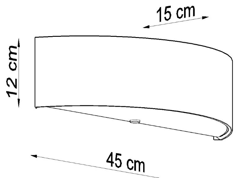 Nástenné svietidlo Skala, 1x čierne textilné tienidlo, (biele sklo), (45 cm)
