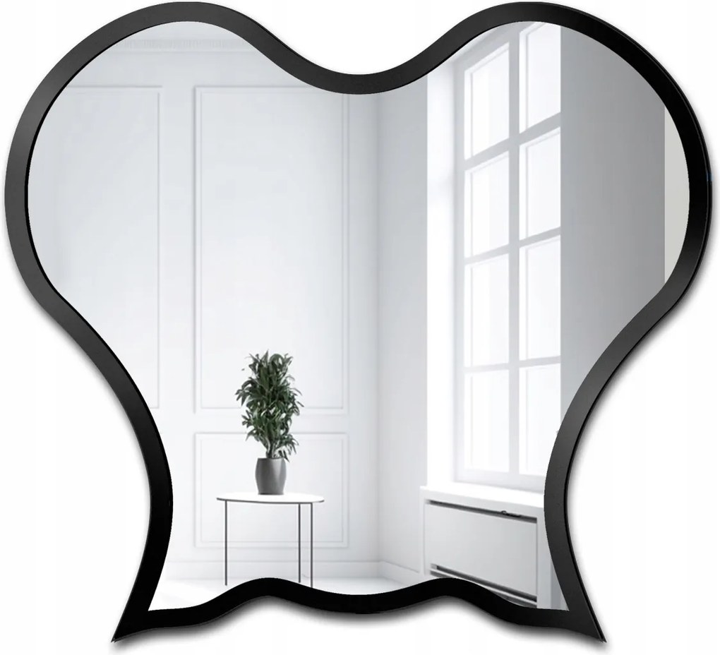 Zrkadlo s organickým tvarom Octopus v čiernom ráme Mdf 180x163