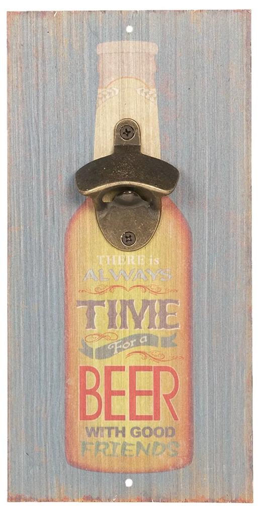 Drevená ceduľa na stenu s otváračom na fľaše Timrå Beer - 15*30 cm
