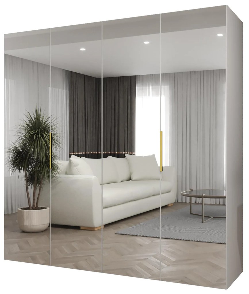 Šatníková skriňa 200 cm Mirabella 3 (biela + zlatá). Akcia -20%. Vlastná spoľahlivá doprava až k Vám domov. 1126472