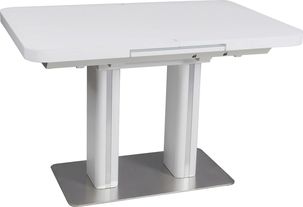 XXXLutz JEDÁLENSKÝ STÔL, biela, farba ušľachtilej ocele, 120-160/80/76 cm Hom`in - Stoly - 000069005201