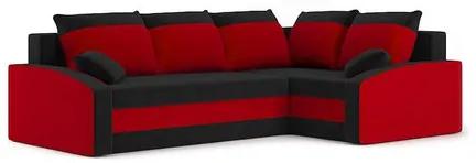 Rozkladacia rohová sedacia súprava GRANDE Čierna/červená Pravá