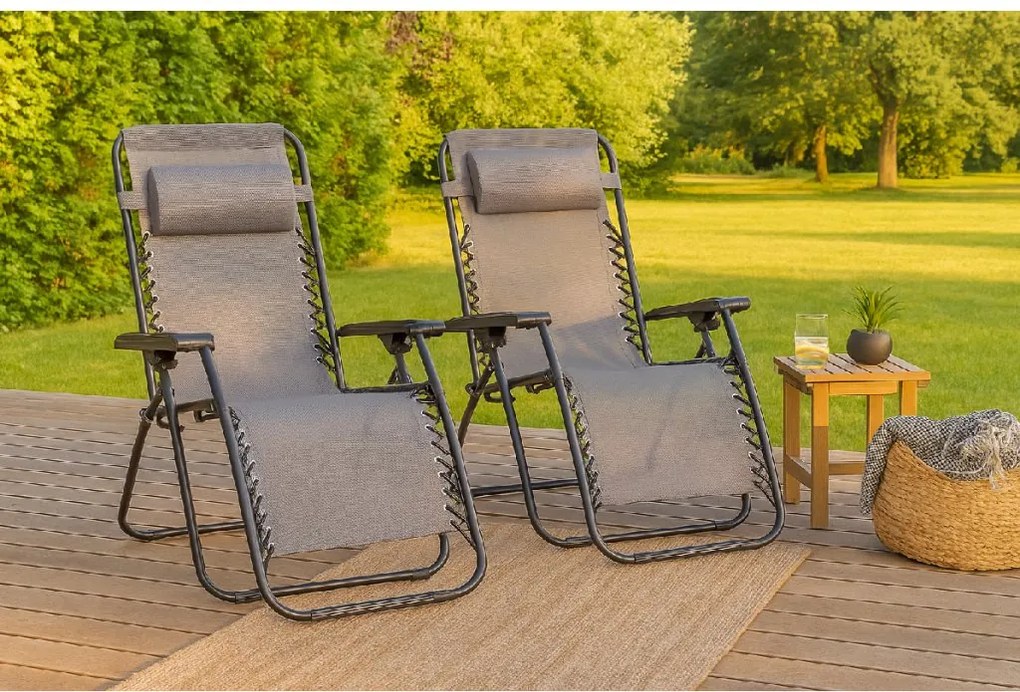 TRENDIE Záhradné ležadlo sivé