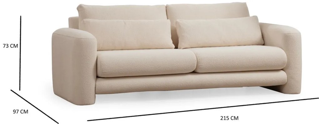 Trojmiestna pohovka Lily 215 cm krémová