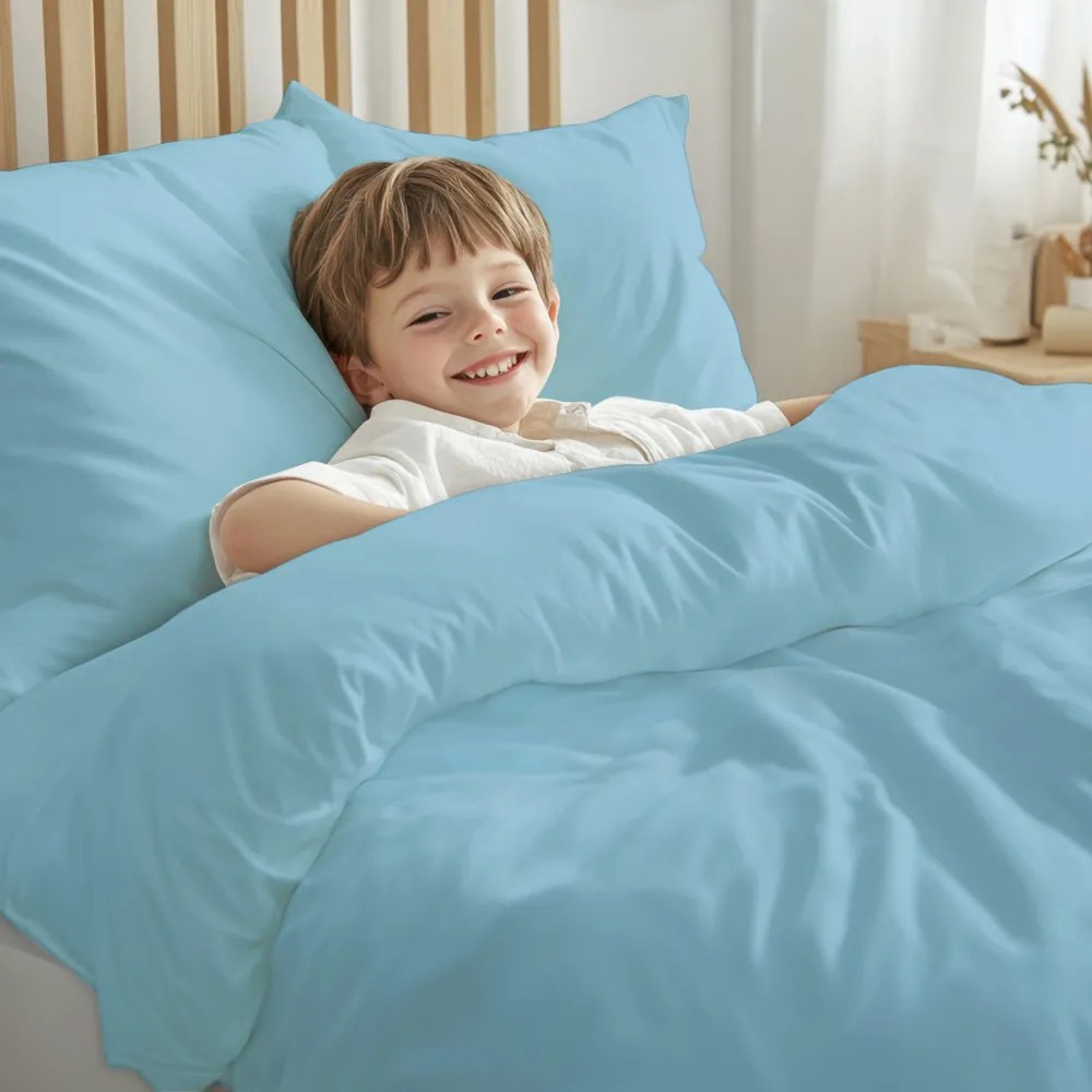 Detské bavlnené posteľné obliečky do postieľky Moni MO-078 Nebeská modrá Do postieľky 90x140 a 50x70 cm