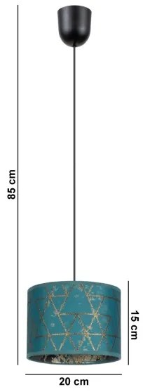 Luster na lanku REZO 1xE27/60W/230V tyrkysová