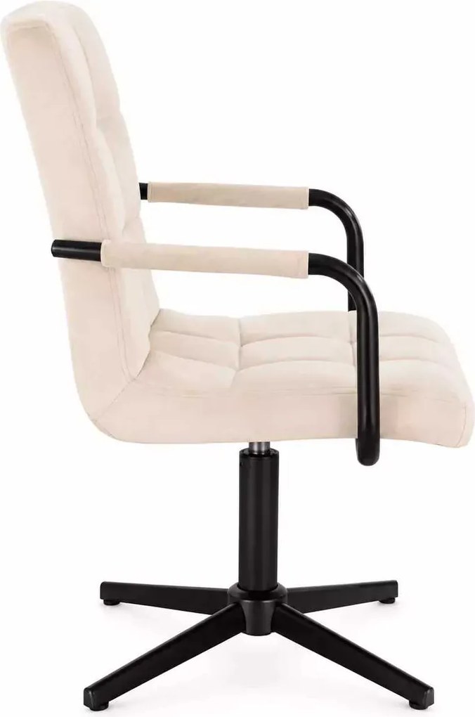 LuxuryForm DESIGN Otočná stolička VERONA BLACK VELUR na čiernom kríži - krémová