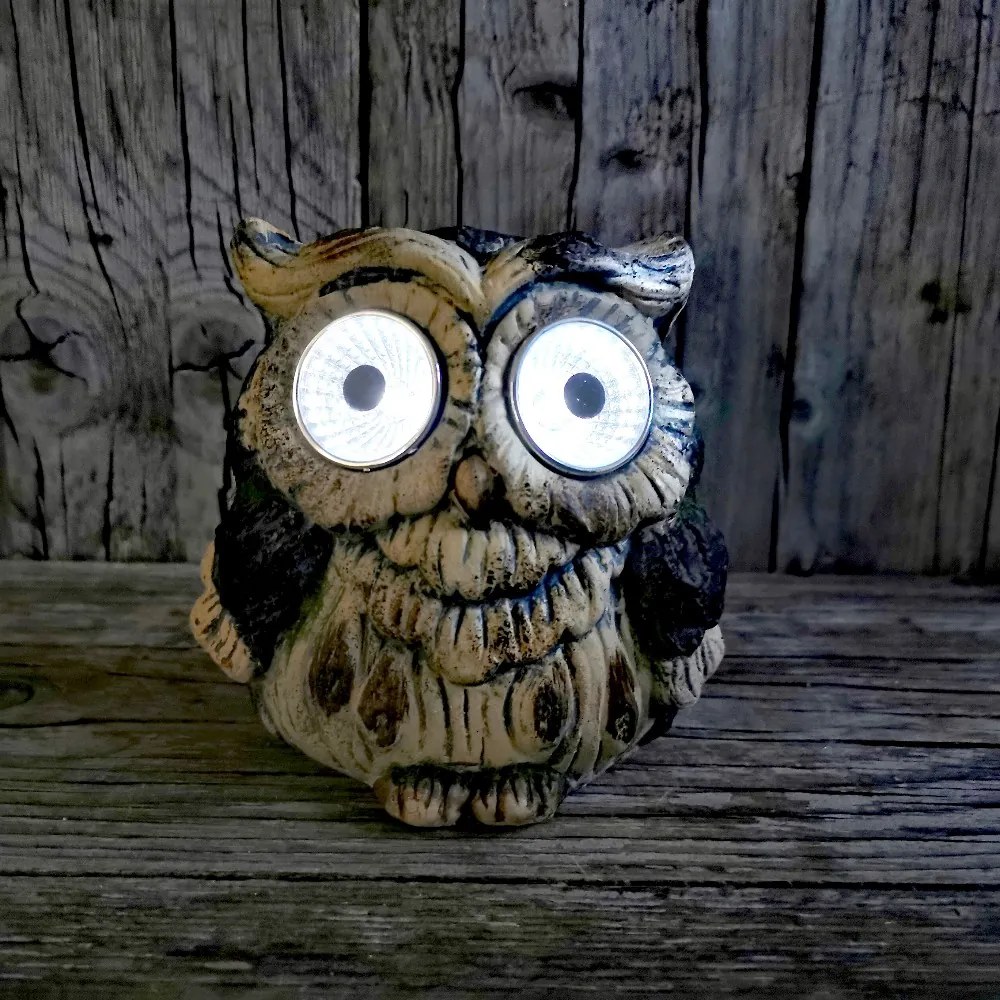 KERAMICKÁ SOVA SOLÁR LED SVIETIACE OČI 12,5x8,5x13CM