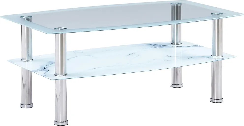 280101 Edco Konferenčný stolík s vzhľadom mramoru biely 100x60x42 cm tvrdené sklo