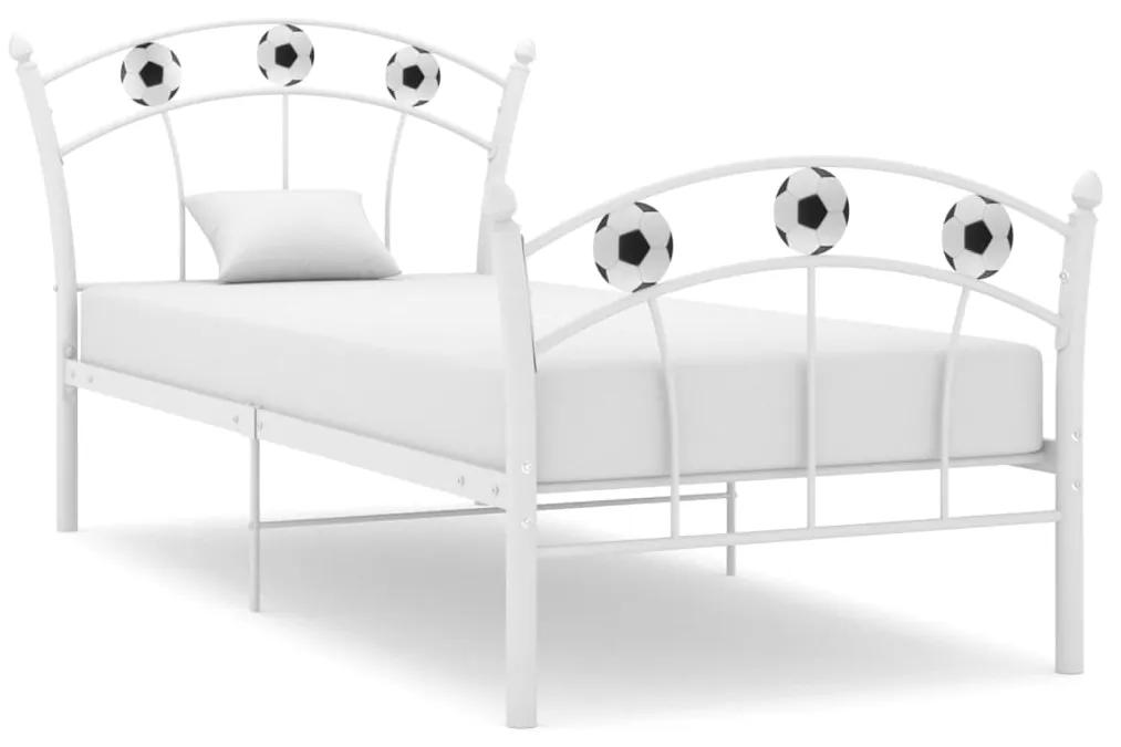 Rám postele s futbalovým dizajnom biely kov 90x200 cm