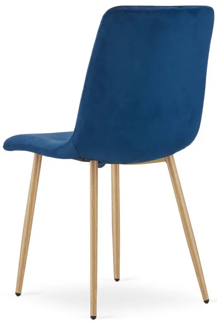 Set štyroch jedálenských stoličiek TURIN zamatový tmavomodrý (naturálne nohy) 4 ks