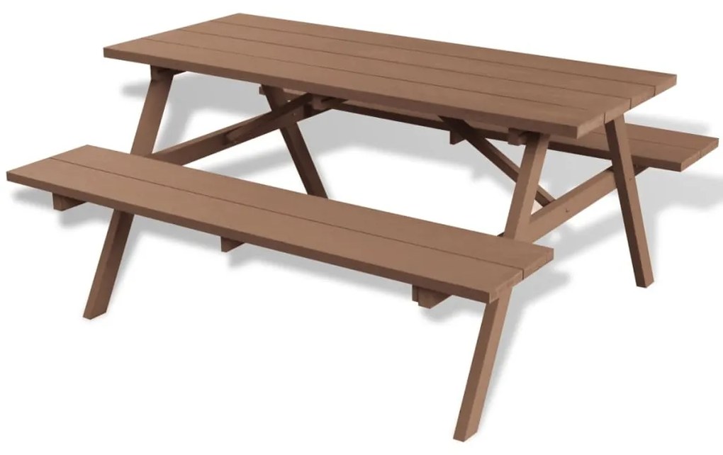 vidaXL Piknikový stôl s lavicami, hnedý 150x139x72,5 cm, WPC