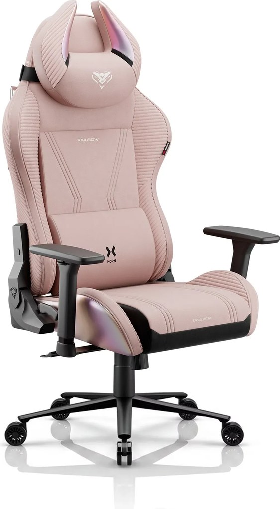 Herné kreslo z látky ružové Normal Size: Diablo X-Horn 2.0 Rainbow Pink