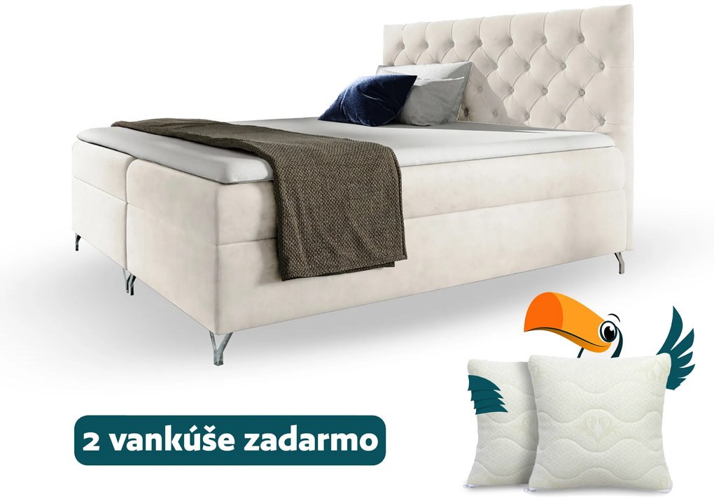 Wilsondo Čalúnená boxspring manželská posteľ Guliette s matracom - biela Rozmer: 160x200