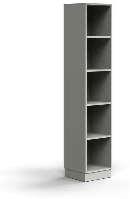 Knižnica QBUS, 4 police, so soklom, 2020x400x400 mm, svetlošedá