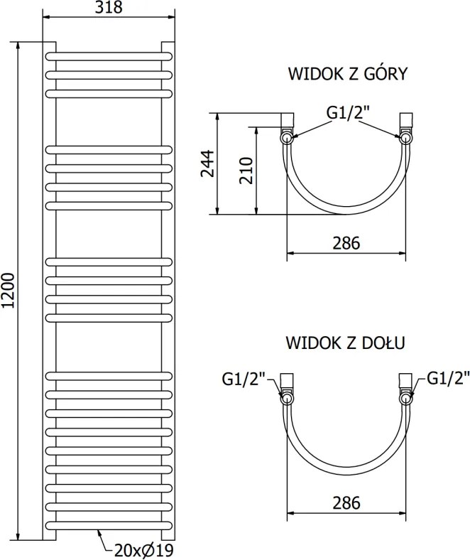 Mexen Eros, vykurovacie teleso 1200 x 318 mm, 419 W, čierna, W112-1200-318-00-70