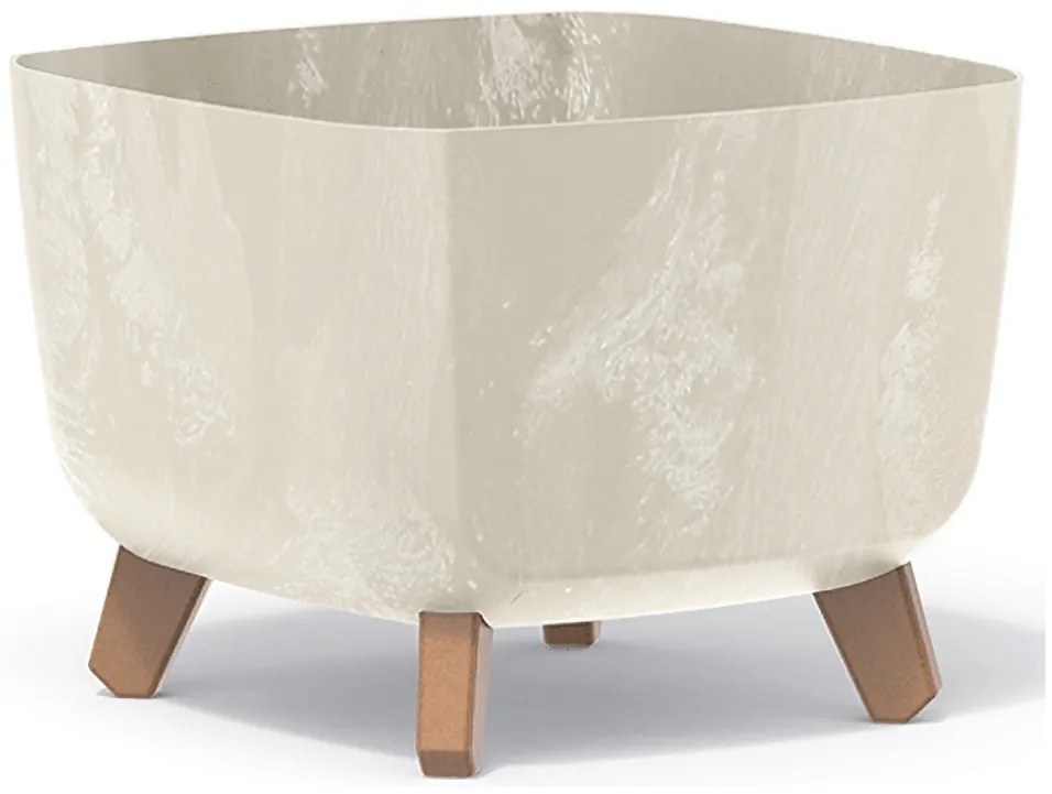 Plastový kvetináč na nožičkách DGQL300E 29 cm - krémová