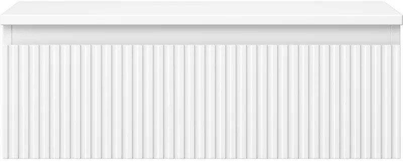 Mexen Rivel, kúpeľňová skrinka 70 cm s hornou časťou, 1 zásuvka, drážkovaná, biela matná, 91A20-07023-1-BFC01