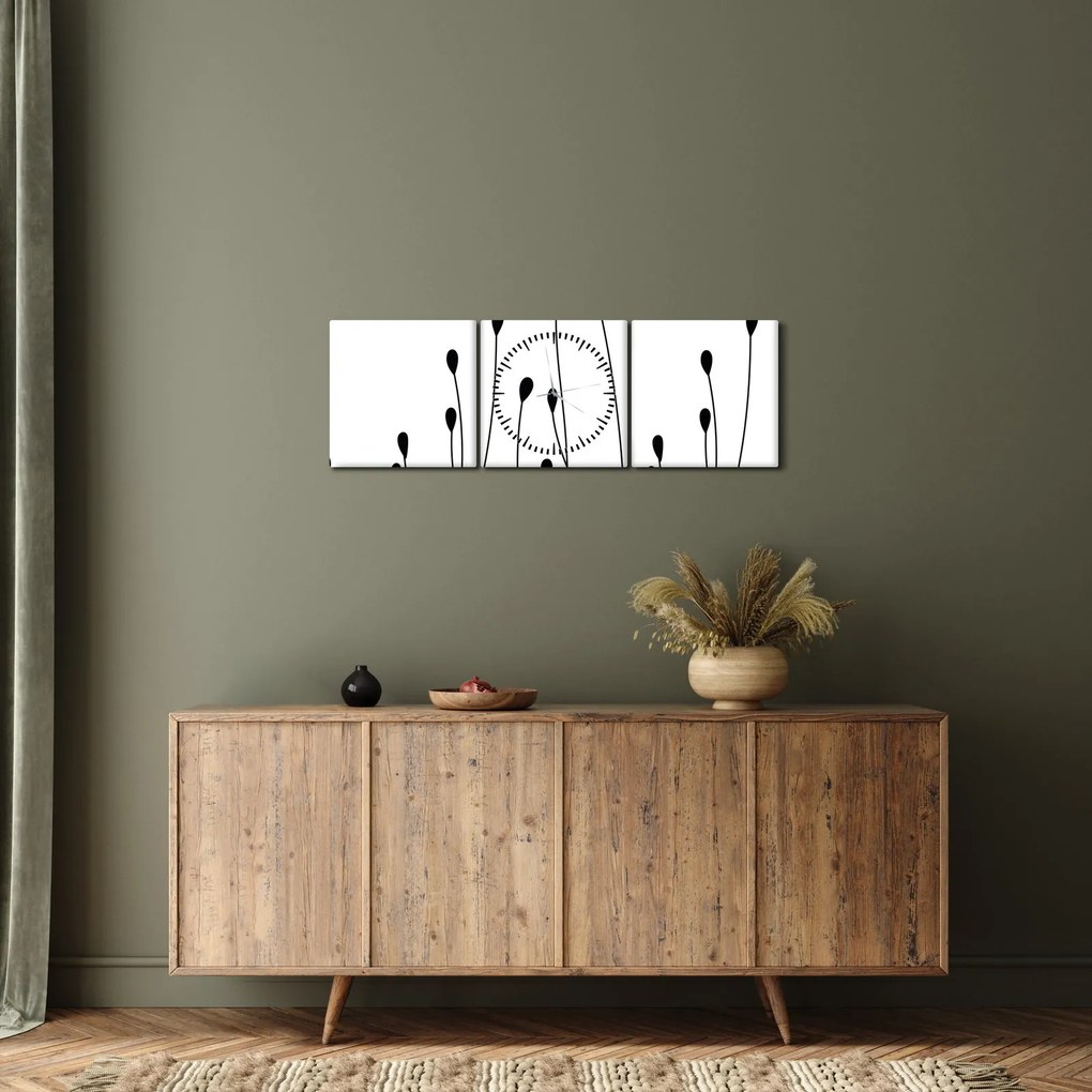 Obraz - Grafická lúka N⁰1 (s hodinami) (90x30 cm)