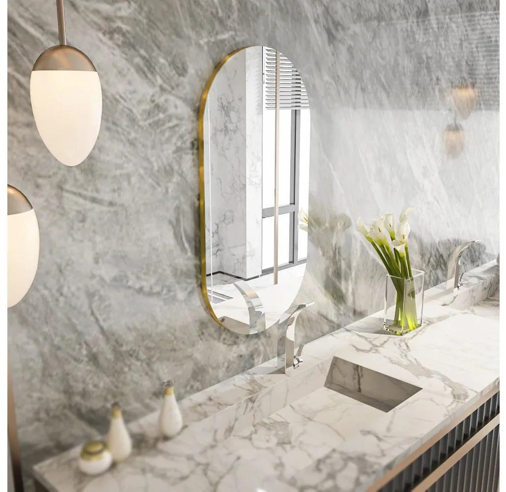 Nástenné zrkadlo RIORS 85x45 cm zlatá