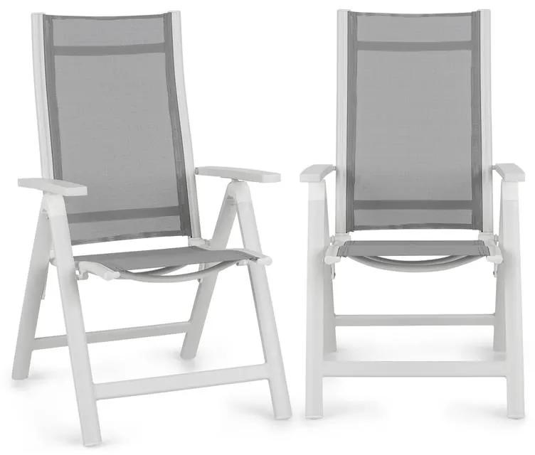 Cádiz, skladacia stolička, sada 2 kusov, 59,5 x 107 x 68 cm, ComfortMesh, hliník, biela