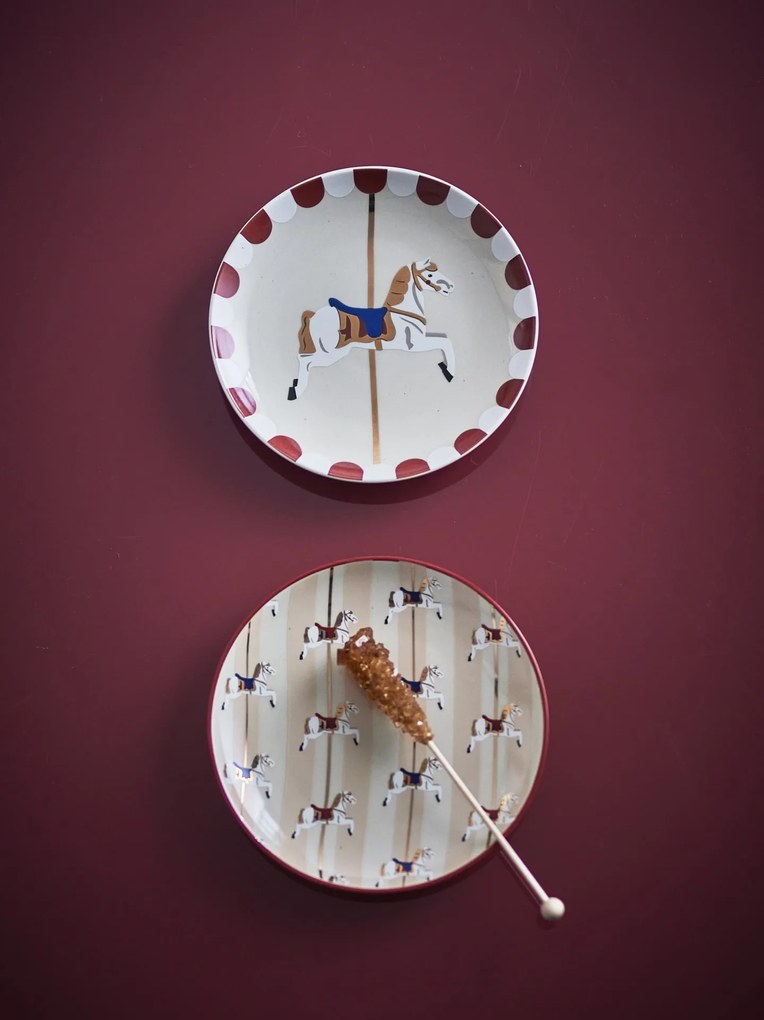 Bloomingville Keramický dezertný tanier Merry-go-round Koníky